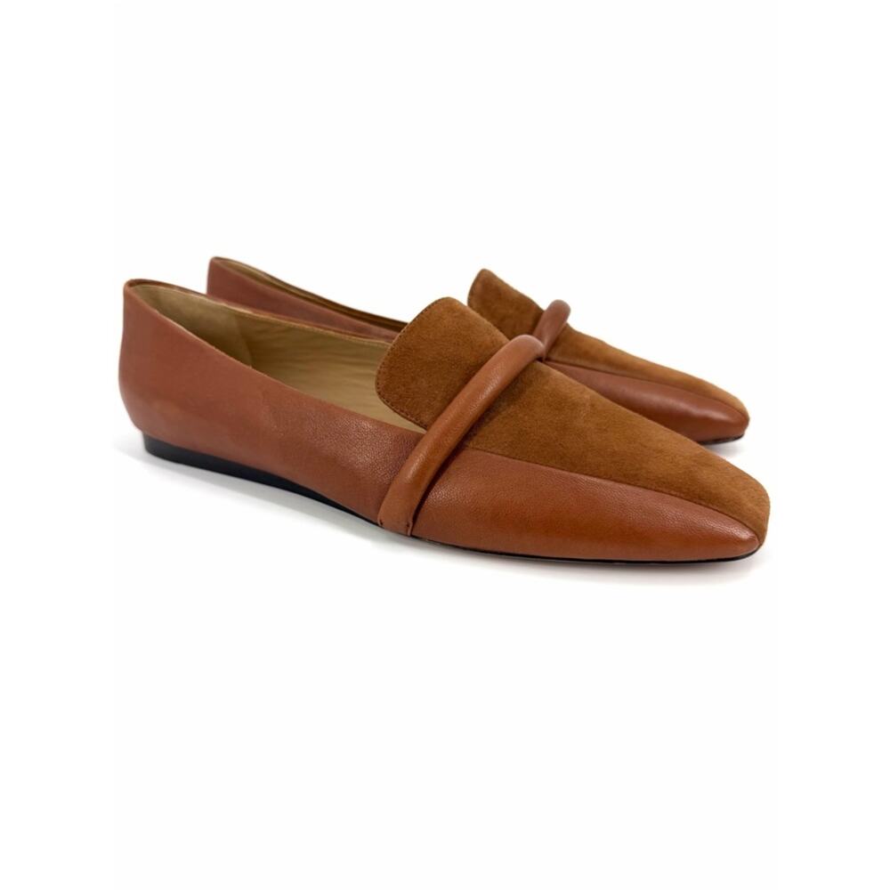 Veronica Beard Grier Leather and Suede Loafers Square Toe Slip On Brown Size 11